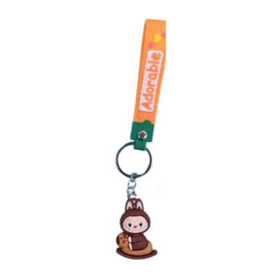 Labubu Keychain Orange Color Hanging Pendant Doll  Labubu Keychain Orange Color Hanging Pendant Doll